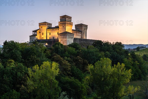 Dusk at the Castello di Torrechiara