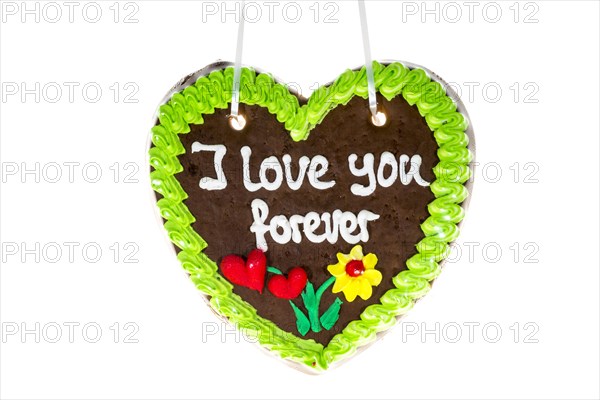 Gingerbread heart with the writing 'I love you forever'