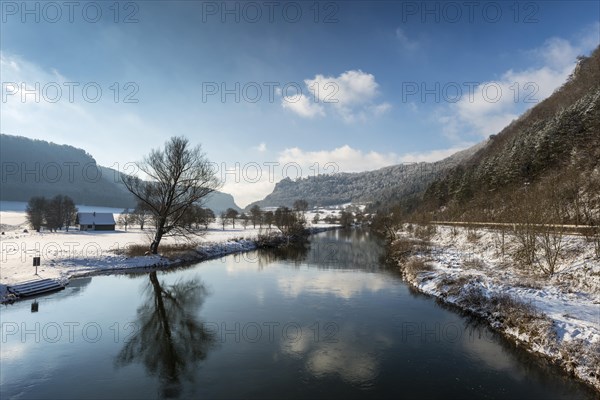 Danube River in the wintry Upper Danube Valley