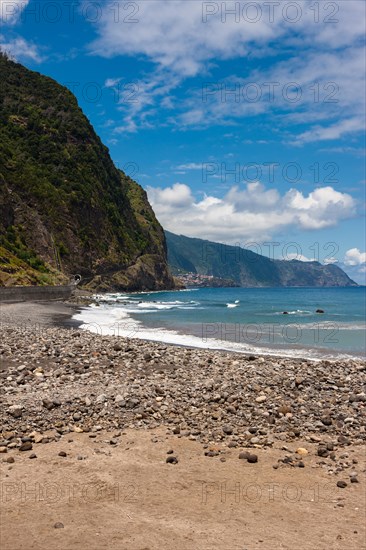 View of the cliff coast of Madeira near Sao Vicente