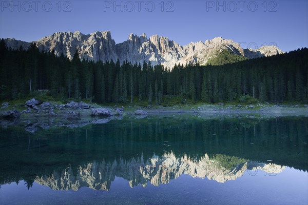 Lake Carezza with Latemar Mountain