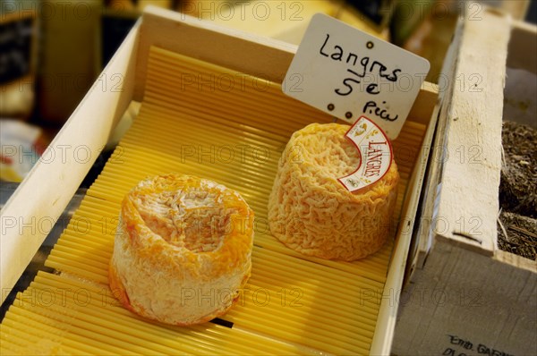 Goat cheese on a market stall