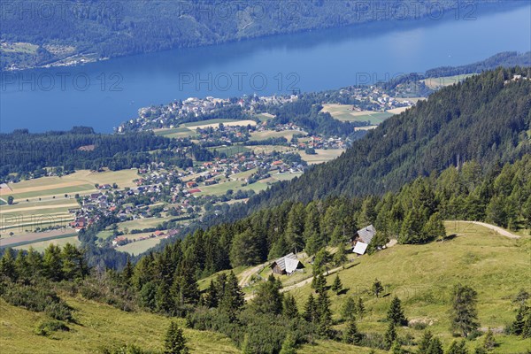 View from the Millstatt Alps over Millstatt am See and Lake Millstatt