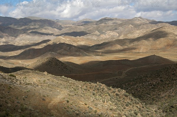 Interplay of light and shadow on a hilly landscape