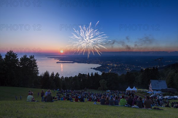 Solstice celebrations with fireworks on Mt Pfaender