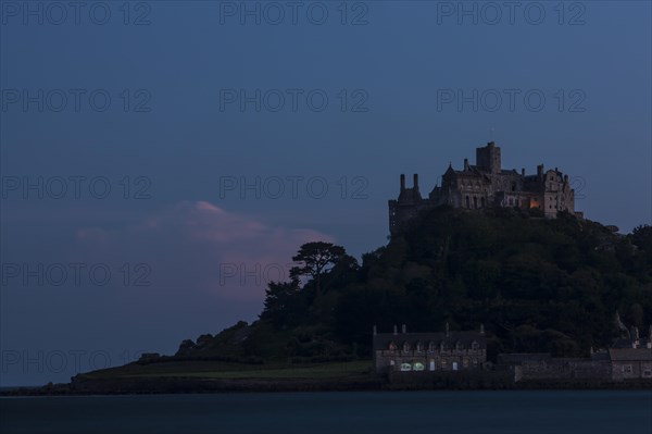 Island of St Michael's Mount at dusk