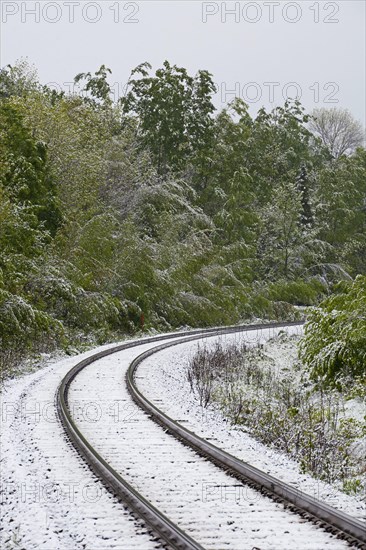 Railway tracks in snow