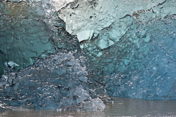 Ice in various shades of blue