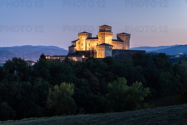 Dusk at the Castello di Torrechiara