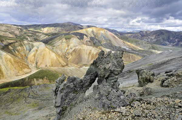 Lava formation in front of Brennisteinsalda Mountain