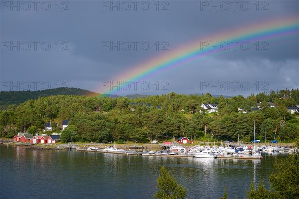 Rainbow over a port