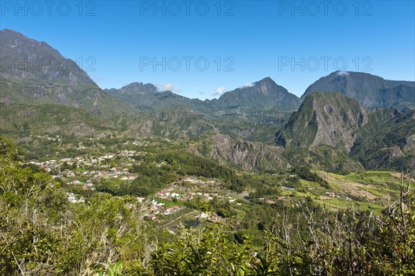 Village in the rugged mountain landscape