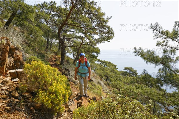 Woman with backpack hiking