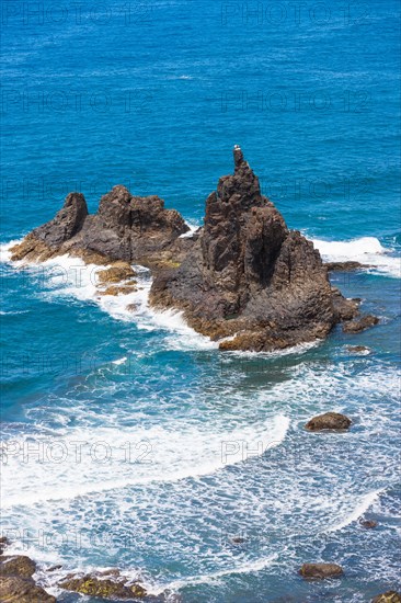 Cliffs in the Anaga Mountains with the Playa de Roque de las Bodegas beach