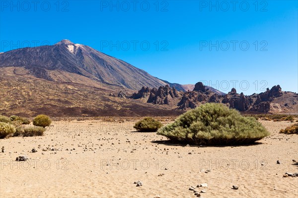 Pico del Teide volcano with lava rocks in the Teide National Park