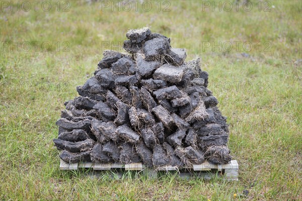 Stack of extracted peat from the Scottish Highland moors