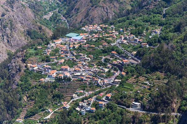 View of the village of Curral das Freiras seen from Pico dos Barcelos mountain