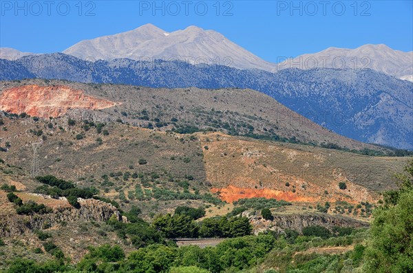 Mountain landscape with the White Mountains or Lefka Ori at the rear