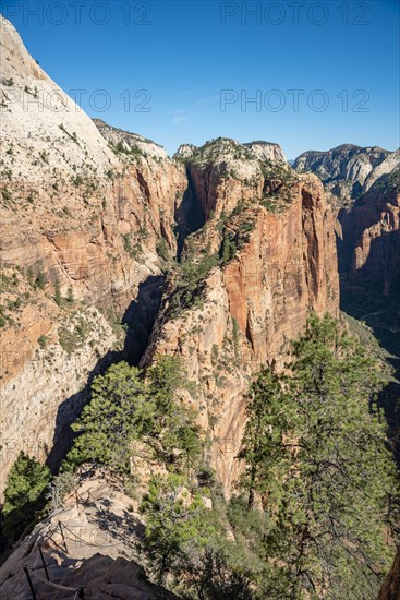 View from Angels Landing to Angels Landing Rock Formation Ridge