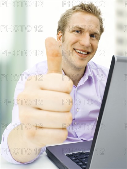 Businessman working on a laptop