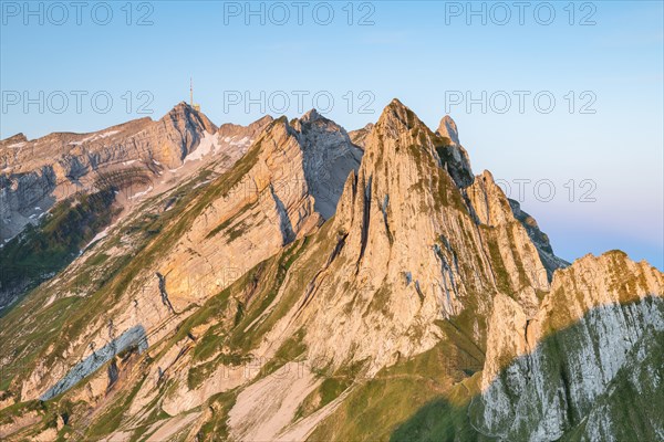 View to Santis and mountains in Alpstein range