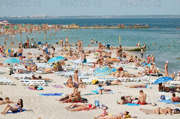 Holiday-makers on Lanzheron Beach