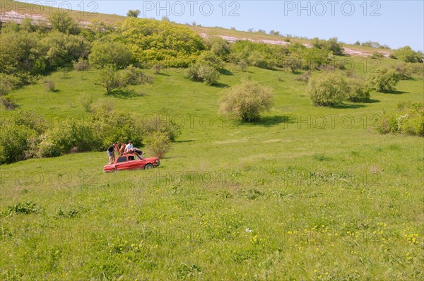 Small red car