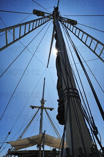 Masts and awning