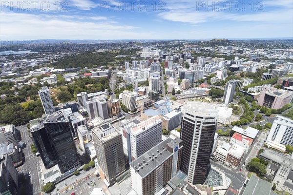 View from Skytower over Auckland towards Mount Eden