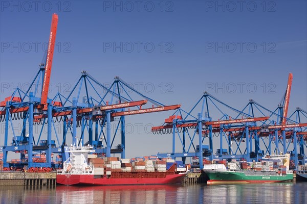 Container ships and feeder ships at the Container Terminal Altenwerder