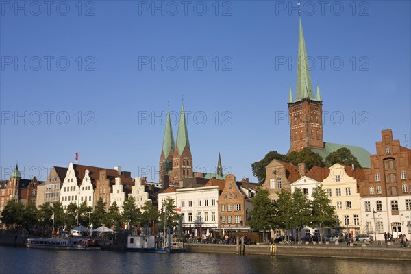 Historic town centre with St. Peter's Church and St. Mary's Church on the Upper Trave River