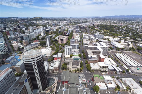 View from Skytower over Auckland towards Mount Eden