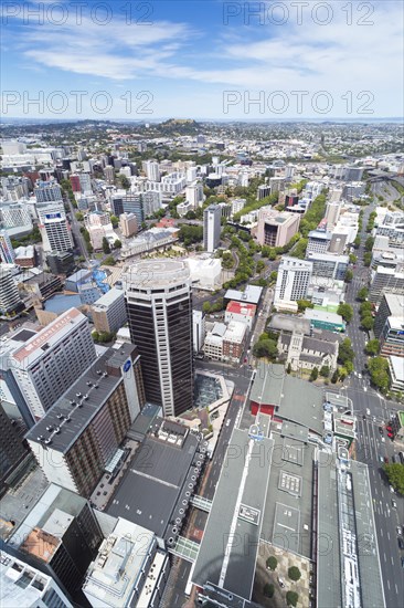 View from Skytower over Auckland towards Mount Eden