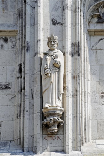 Sculptures on the tower of the historic Town Hall