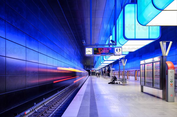 Light installation in the subway station 'HafenCity University' of the Hamburg underground line U4