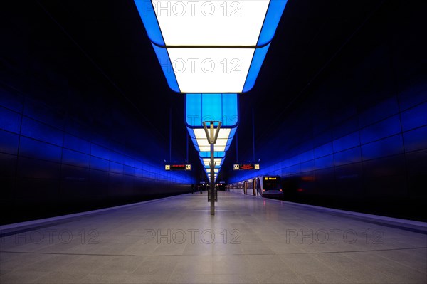 Light installation in the subway station 'HafenCity University' of the Hamburg underground line U4