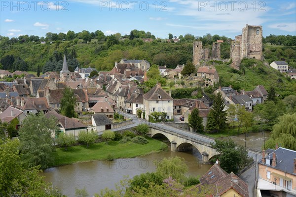 Village with the castle ruins