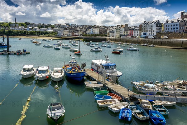 Cityview with harbour with boat