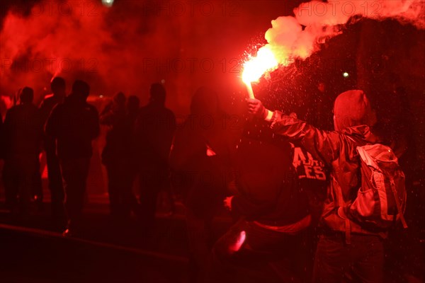 Riots by leftist radicals during a demonstration against the International Police Congress in Berlin-Kreuzberg