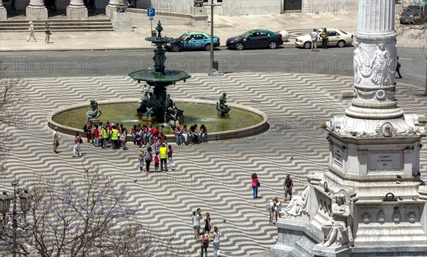 Fountain in Praca Rossio square