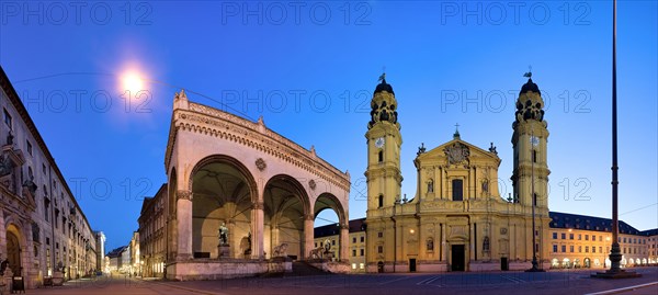 Panoramic view of Odeonsplatz Square with the Munich Residenz