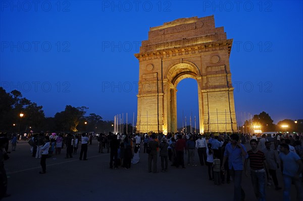 India Gate or All India War Memorial Arch by Sir Edwin Landseer Lutyens in the evening