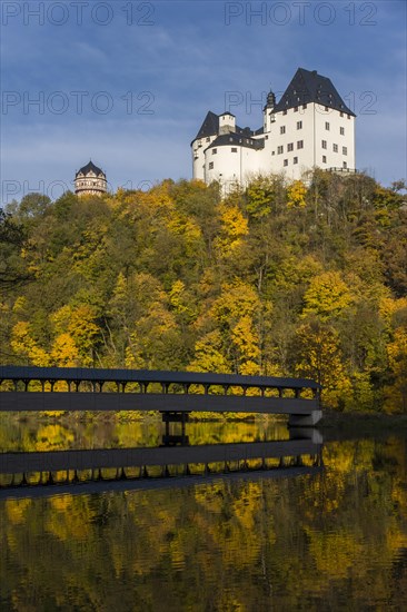 Schloss Burgk Castle with a wooden bridge