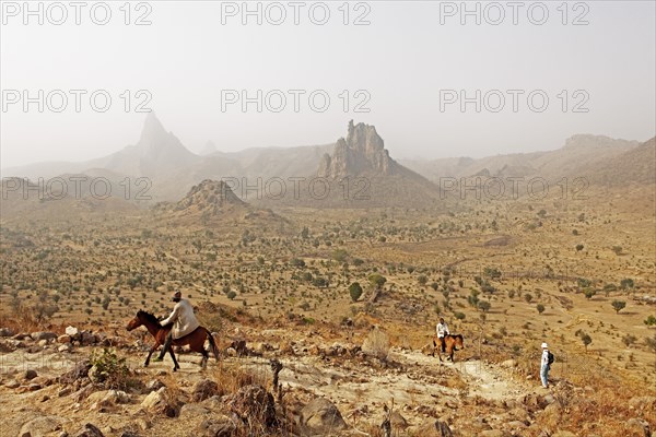 Volcanic landscape with the Harmattan haze