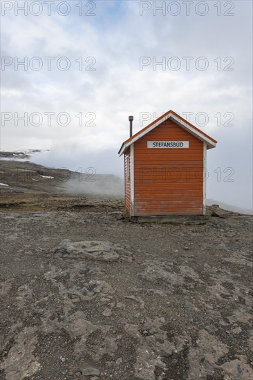 Rescue shelter on a mountain pass at the N 1 road