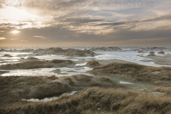 Strong westerly winds driving water from the North Sea into the dunes