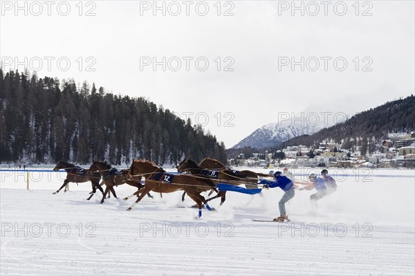 Horse racing on a frozen lake