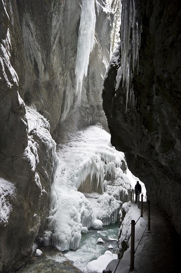 Snowy canyon with icicles