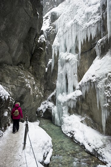 Snowy canyon with icicles