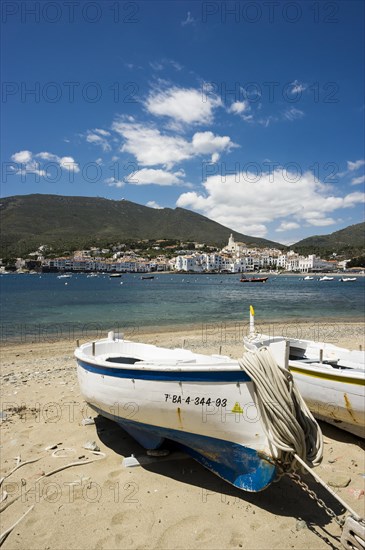 Town with whitewashed houses on the sea